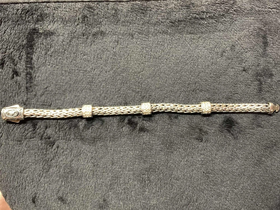 Brazalete Phillip Gavriel de plata de ley 925 con zafiro blanco de 7,25 pulgadas Foto 1 de 4