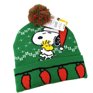 Peanuts Snoopy & Woodstock Navidad Tejido Sombrero Gorro Pom Pom Talla Única Nuevo con Etiquetas - Imagen 1 de 7