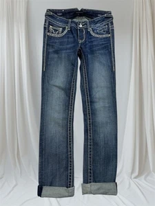 Vigoss Jeans Damen 26/32 The Chelsea Straight Blau Denim Nähte Strass - Bild 1 von 12