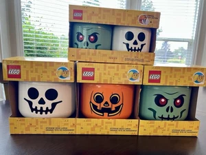 Large Storage Lego Halloween Heads  Lot Of 5, 3 Large And 2 Small - Picture 1 of 14