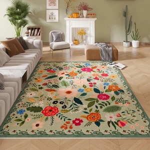 Living Room Rug 5x7 Rug Machine Washable Boho Area Rug Non Slip Floral Vintag... - Picture 1 of 9