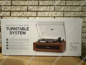 Seasonlife HQ-KZ018 Sistema Giradischi Trazione a Cinghia Marrone Corteccia, NUOVO! - Foto 1 di 5