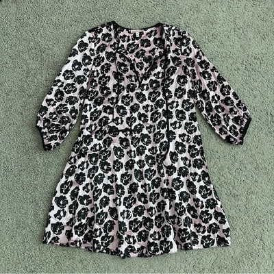 Juicy Couture Dress Womens XS Silk Pink Black Floral Trapeze Swing Babydoll - Image 1 of 4