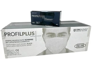 11 Pack INKgrafiX® Einweg Mundschutz Unigloves Black Profil Plus Schutz Mund MHD - Picture 1 of 4