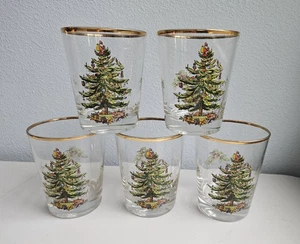 Spode Christmas Tree Royal Worcester Old Fashioned Glas Vintage 70er 5 Stück in Box - Bild 1 von 6