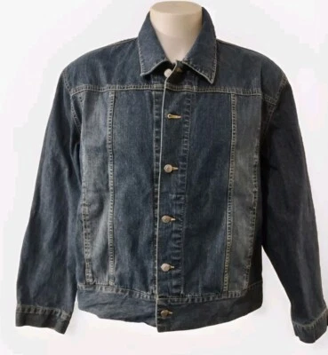 Structure Jean Jacket Men's Adult Size XL Silver Button Down Pockets Blue Collar - Image 1 of 4