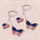  2 Pcs 10cm American Flag Key Ring Love Heart Keychain Pendant