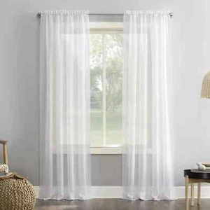 Pack of 8 MAINSTAYS SINGLE PANEL 84 INCH SHEER CRUSHED VOILE CURTAIN WHITE - Picture 1 of 1