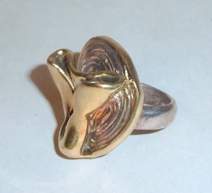 Stunning H.M.R. 925 Sterling Modernist Free Form Art Sculpture Ring sz 8 - Picture 1 of 7