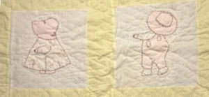 Vintage Cutter Quilt Stück 13” x 29” Sunbonnet Sue & Overall Sam #5 - Bild 1 von 10