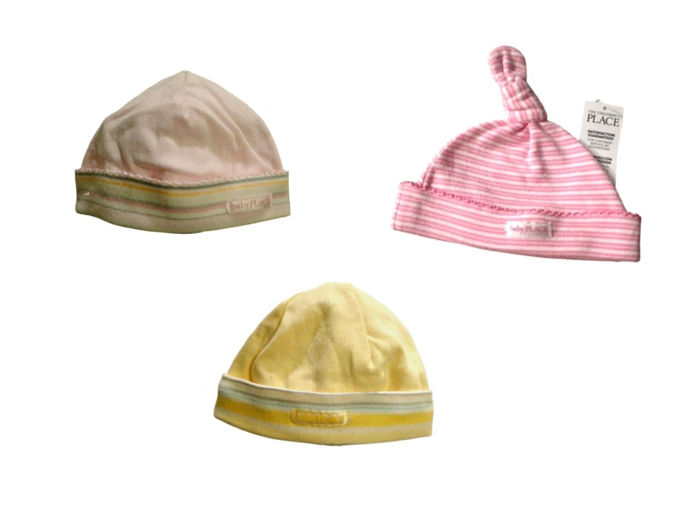 NEW The Children's Place UNISEX Yellow Newborn Baby Pink Pastels Crib Cap Hat - Image 1 of 1