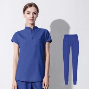 Women Stretch Jogger Scrub Medical Nursing Top Cargo Pants Casual Uniform - Picture 1 of 27