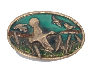 Flying Ducks Western schwere ovale silberfarbene Gürtelschnalle 3,5 x 2,5 Zoll - Bild 1 von 9