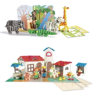 PlayMais Classic 6er Set 3x Farm und 3x Jungle vorgestanzte Pappbögen 160811 - Bild 1 von 7