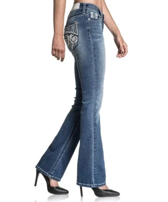 Pantalones de mezclilla para mujer AFFLICTION JADE FLEUR ARIZONA bordados talla 29x34 nuevos con etiquetas Foto 1 de 4