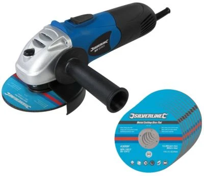Silverline 650w Electric Grinding Angle Grinder 4.5" 115mm 10 Free Cutting Discs - image 1 of 3