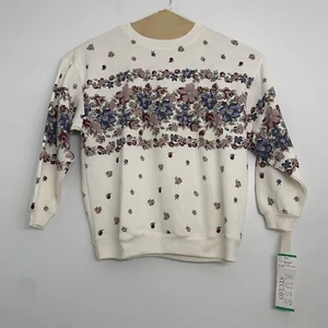 Vintage 80s Deadstock Russ Womens Large Oversized Cottage Core Floral Sweatshirt - Picture 1 of 5