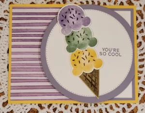 Lot of 5 handmade Happy Birthday Ice Cream Cones cards made w/Stampin' Up! - Picture 1 of 2