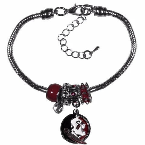 Florida State Seminoles Snake Chain Bracelet with Euro Beads NCAA Jewelry Cover