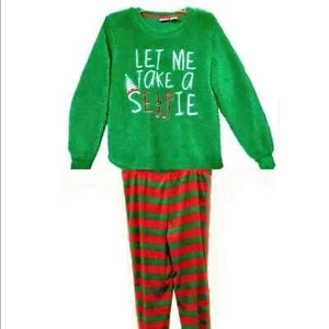 Elf Striped Pajamas Briefly Stated Women's Size L Christmas Super Soft Cozy Set - Picture 1 of 8