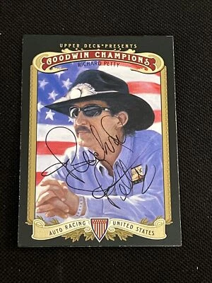 RICHARD PETTY UD GOODWIN CHAMPIONS SIGNED AUTOGRAPHED CARD NASCAR JSA CERTIFIED - Image 1 of 2