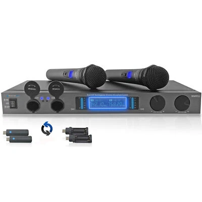 Sistema de micrófono inalámbrico recargable TPro Professional Dual UHF con dos micrófonos Foto 1 de 4