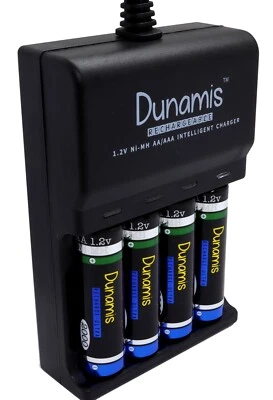 Dunamis AA & AAA HIGH CAPACITY Ni-MH 1.2v Rechargeable Batteries with Charger - Image 1 of 4