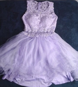 May Queen Couture Cocktail Prom Dress Rhinestones Light Purple Size 8 USA MADE - Picture 1 of 15