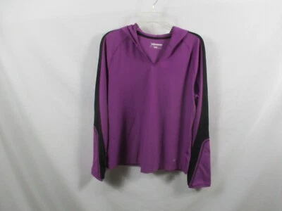 Xersion 女式连帽衫大号紫色长袖 V 领运动聚酯纤维 — 第 1/4 张图片