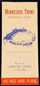 Minnesota Twins 1961 entrenamiento de primavera prensa radio televisión guía de medios horario completo - Imagen 1 de 3