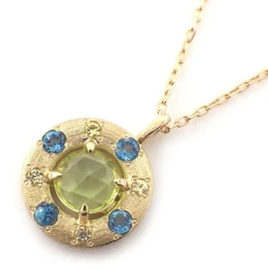 Fine Jewelry Necklace Round Circle Peridot Blue Topaz Yellow Sapphire 417YG - Picture 1 of 7