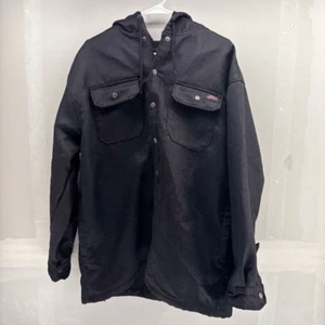 Dickies Men's Snap Hooded Jacket Size XL Black Work Wear Coat - Picture 1 of 6