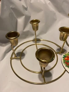 2 VTG Golden Candle Holder-4 Hole Taper Candles-Candelabra/Tablescape new - Picture 1 of 2