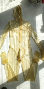Transparent latex full cover catsuit Toes 3D Crotch 0.4mm custom made - Picture 1 of 2