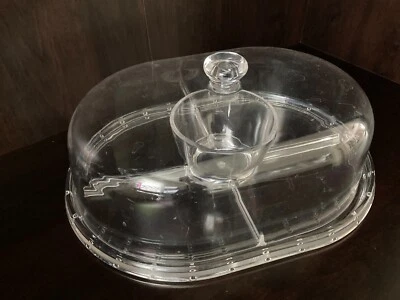 RESISTENTE Plato de Servir Acrílico Grueso Multifuncional, Forma Ovalada, Color Transparente Foto 1 de 4