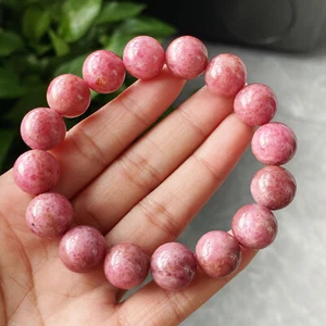 13.6mm Natural Rose Rhodonite Argentina Women Beads Bracelet C1121 - Picture 1 of 9
