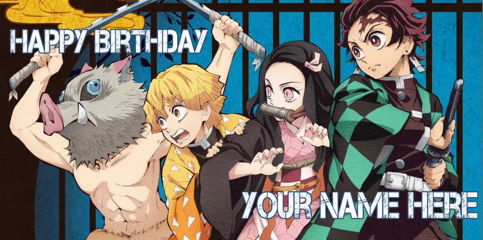 Banner de cumpleaños personalizado 6 pies x 3 pies anime Demon Slayer Foto 1 de 1