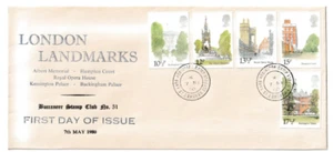 7/5/1980 UK GB FDC - London Landmarks - Buccaneer Stamp Club - Honington Camp - Picture 1 of 2