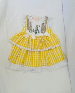 Simtree 100%Cotton Yellow Gingham kids Dress with Lace Trim - Picture 1 of 12