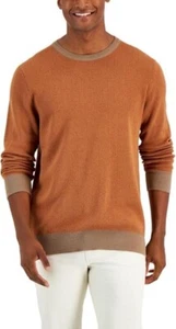 Club Rooms Pullover Sweater Crew Neck Herringbone Cotton Mens Orange Size Large - Picture 1 of 4