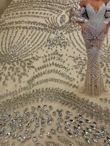 Fashionable beaded, Exquisite Wedding Dress Material, Perfect for Bridal Gown - Picture 1 of 6