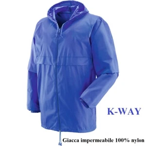 100% Nylon K-WAY Waterproof Jacket, Zip Closure, Royal Blue - Picture 1 of 1
