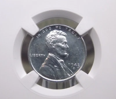 1943 "S" Lincoln Wheat STEEL Cent 1c NGC MS65 PL #001 *PROOF LIKE* ECC&C, Inc. - Image 1 of 4
