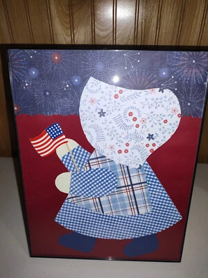 Cuadro enmarcado Sunbonnet Sue artesanía patriótica 4 de julio Foto 1 de 3