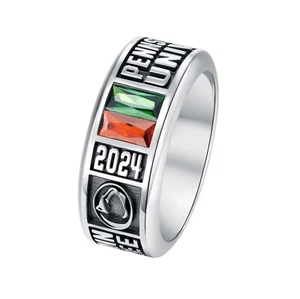 Customized High School Class Ring university College Band In 925 Sterling Silver - Picture 1 of 9