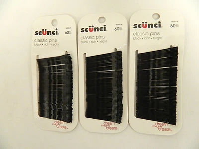 SCUNCI BOBBY PINS - Black - LOT OF 3 PACKAGES  18084-A - Image 1 of 4