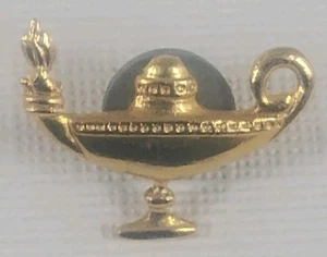 Genie Bottle Lamp Gold Tone Lapel Pin 1" - Picture 1 of 3