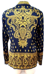 Vintage ESCADA Margaretha Ley Silk Blouse - 36 UK 10 - Black & Gold Paisley -Exc - Picture 1 of 5