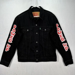 Levis Super Mario Denim Trucker Jacket Men Medium Black Button Power Up Nintendo - Picture 1 of 10