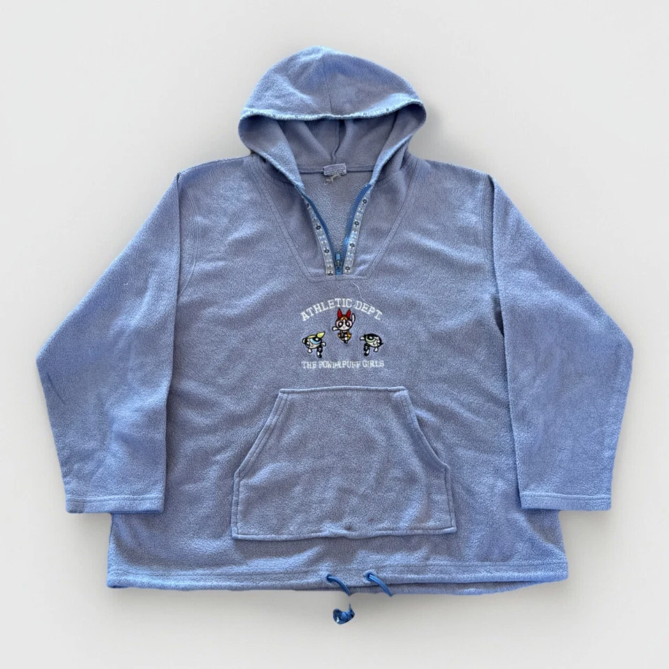 Powerpuff Girls Hoodie Women’s L Fleece 1/4 Zip Sweatshirt Jacket Vtg Y2K Brat - Image 1 of 4